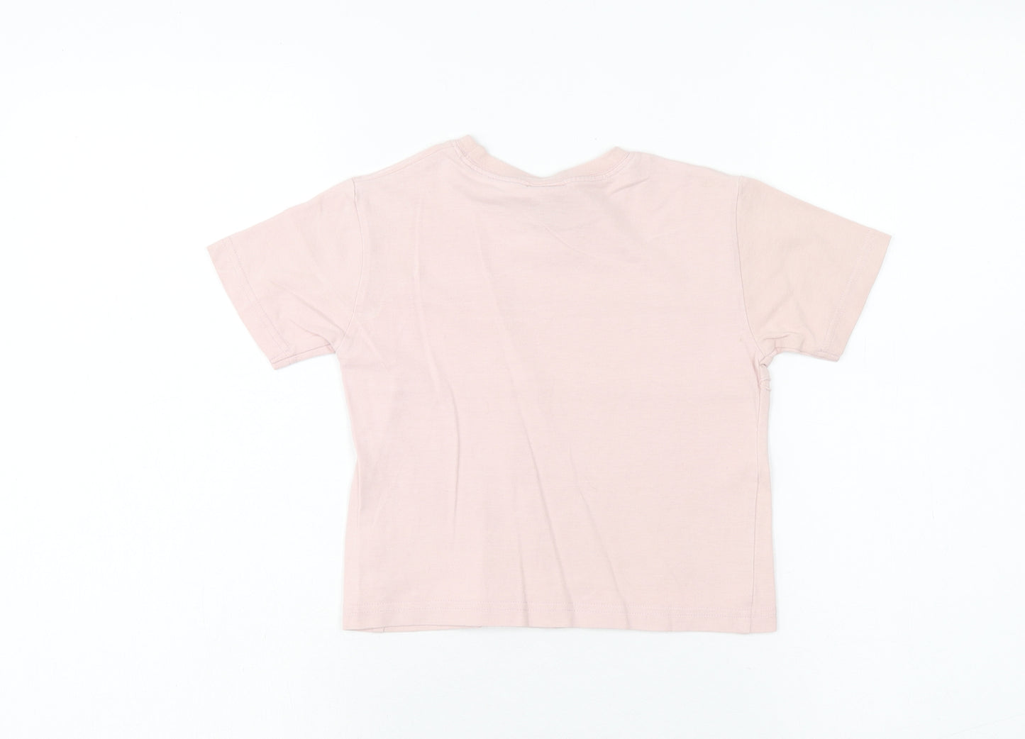 NEXT Girls Pink Cotton Basic T-Shirt Size 2XS Round Neck Pullover
