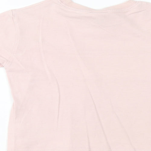 NEXT Girls Pink Cotton Basic T-Shirt Size 2XS Round Neck Pullover