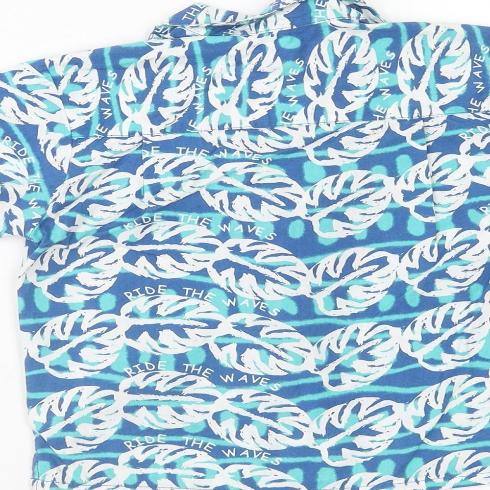 Mothercare Boys Blue Geometric Cotton Basic Button-Up Size 9-12 Months V-Neck Button