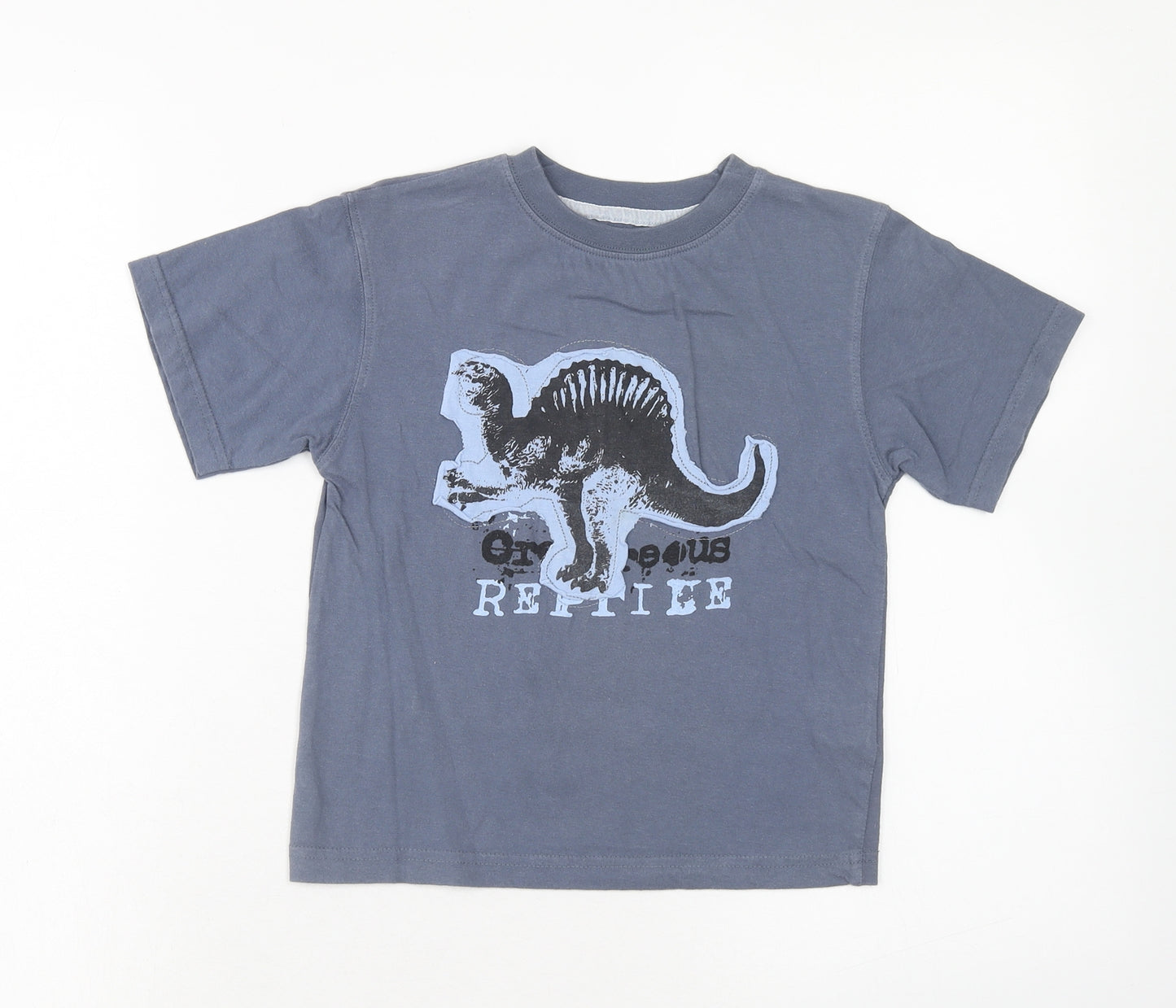 Rebel Boys Blue Cotton Basic T-Shirt Size 3-4 Years Round Neck Pullover