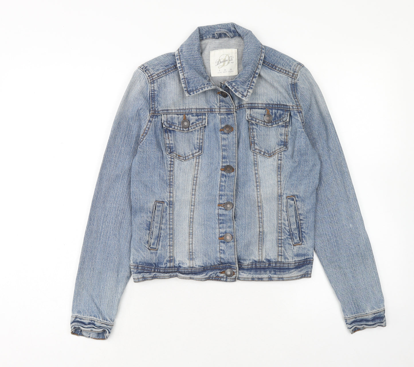 Denim & Co. Womens Blue Jacket Size 8 Button