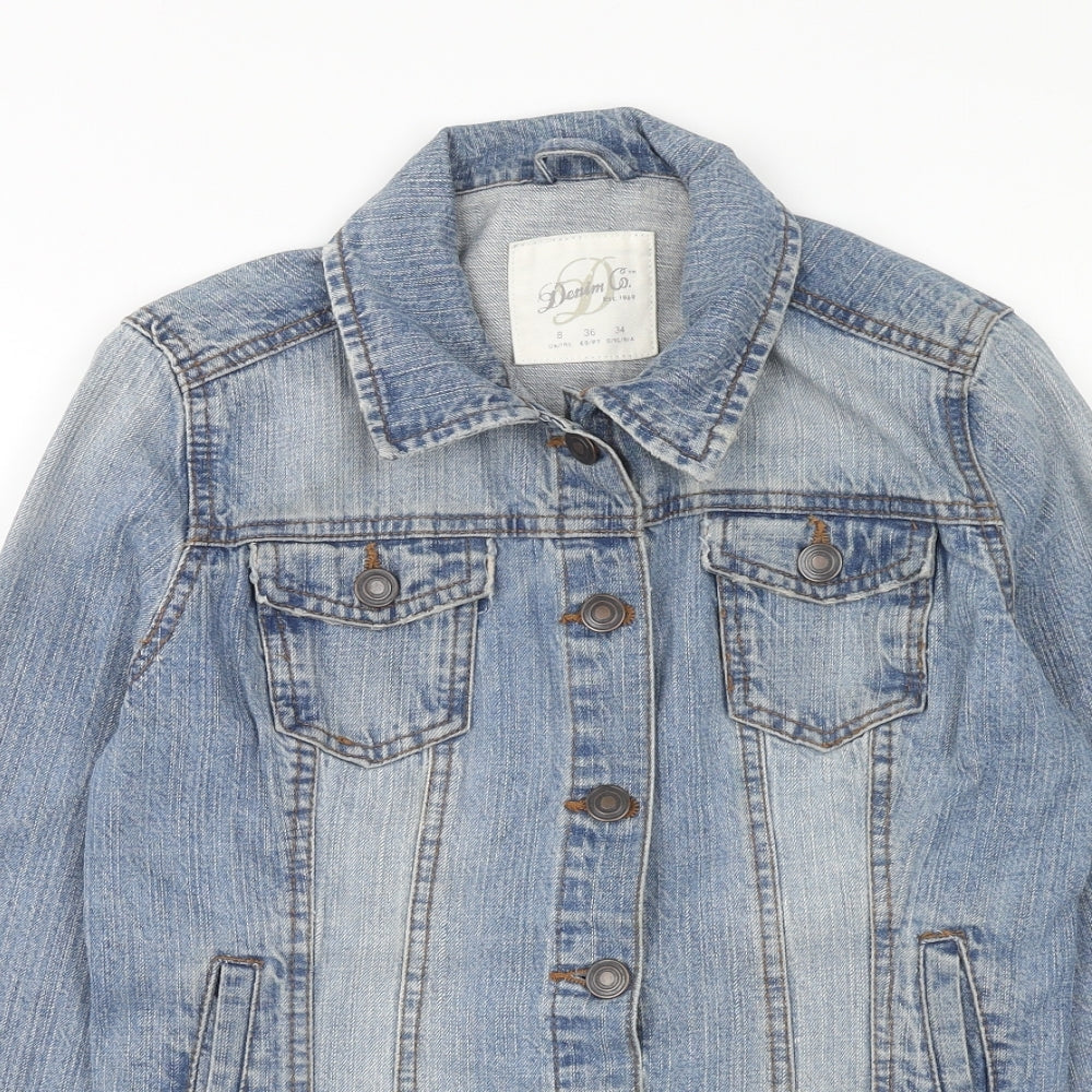 Denim & Co. Womens Blue Jacket Size 8 Button