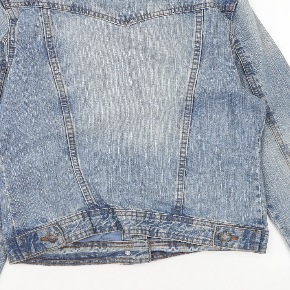 Denim & Co. Womens Blue Jacket Size 8 Button