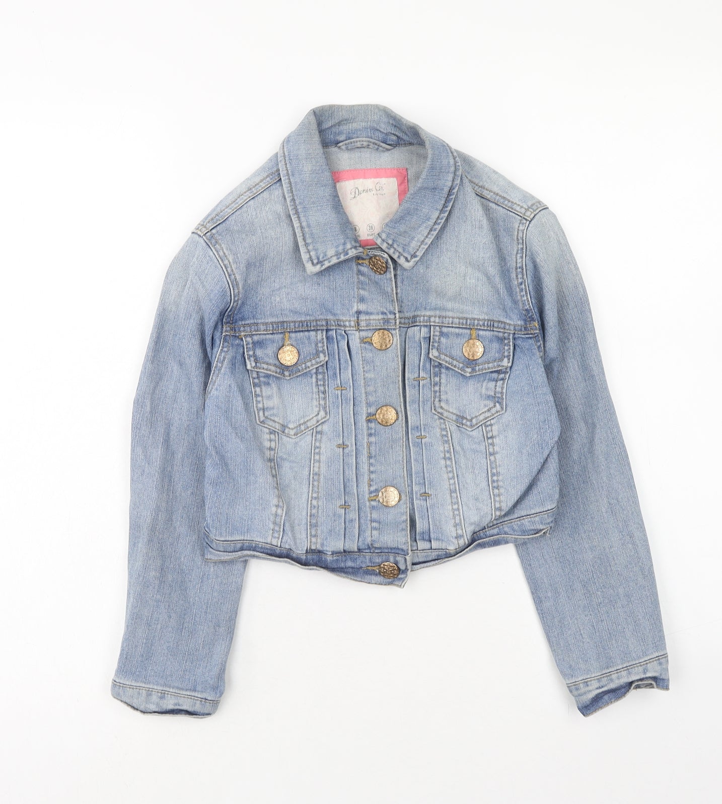 Denim & Co. Womens Blue Jacket Size 8 Button