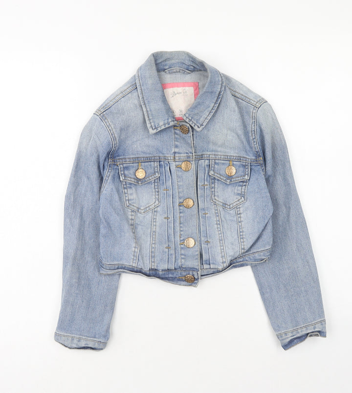 Denim & Co. Womens Blue Jacket Size 8 Button