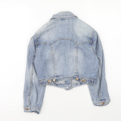 Denim & Co. Womens Blue Jacket Size 8 Button