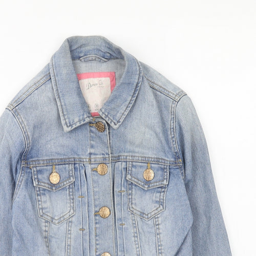 Denim & Co. Womens Blue Jacket Size 8 Button