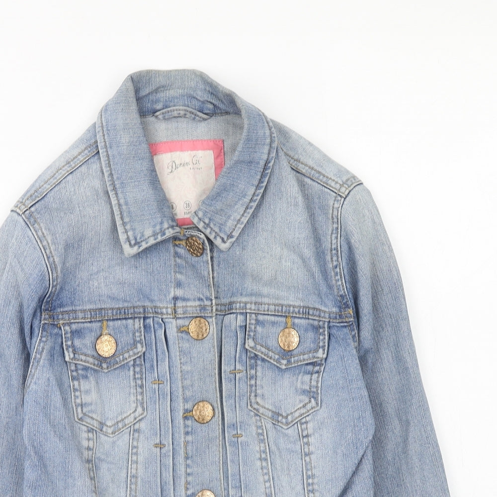 Denim & Co. Womens Blue Jacket Size 8 Button