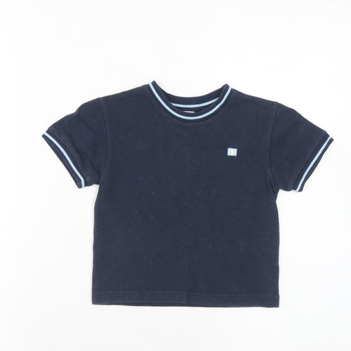 Adams Boys Blue Cotton Basic T-Shirt Size 12-18 Months Round Neck Pullover