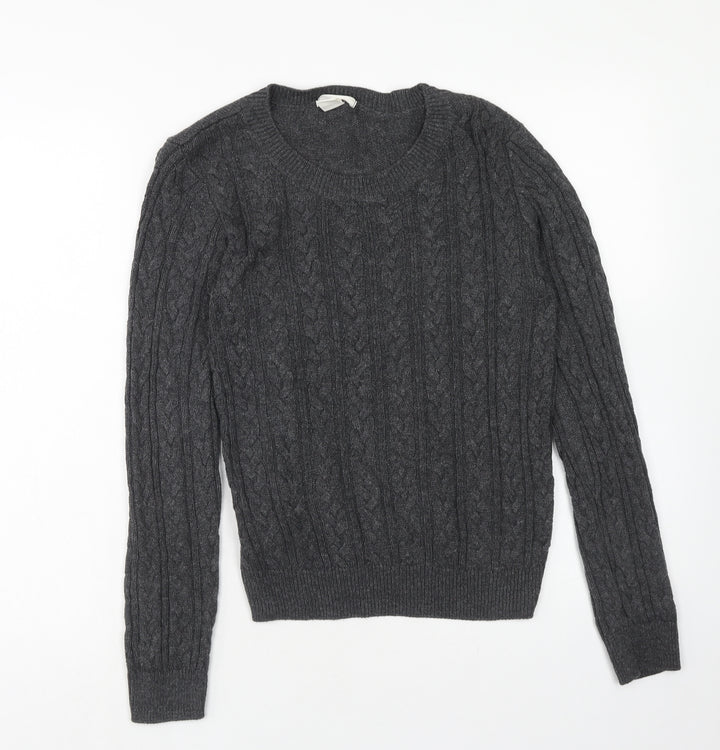 H&M Mens Grey Round Neck Acrylic Pullover Jumper Size S Long Sleeve