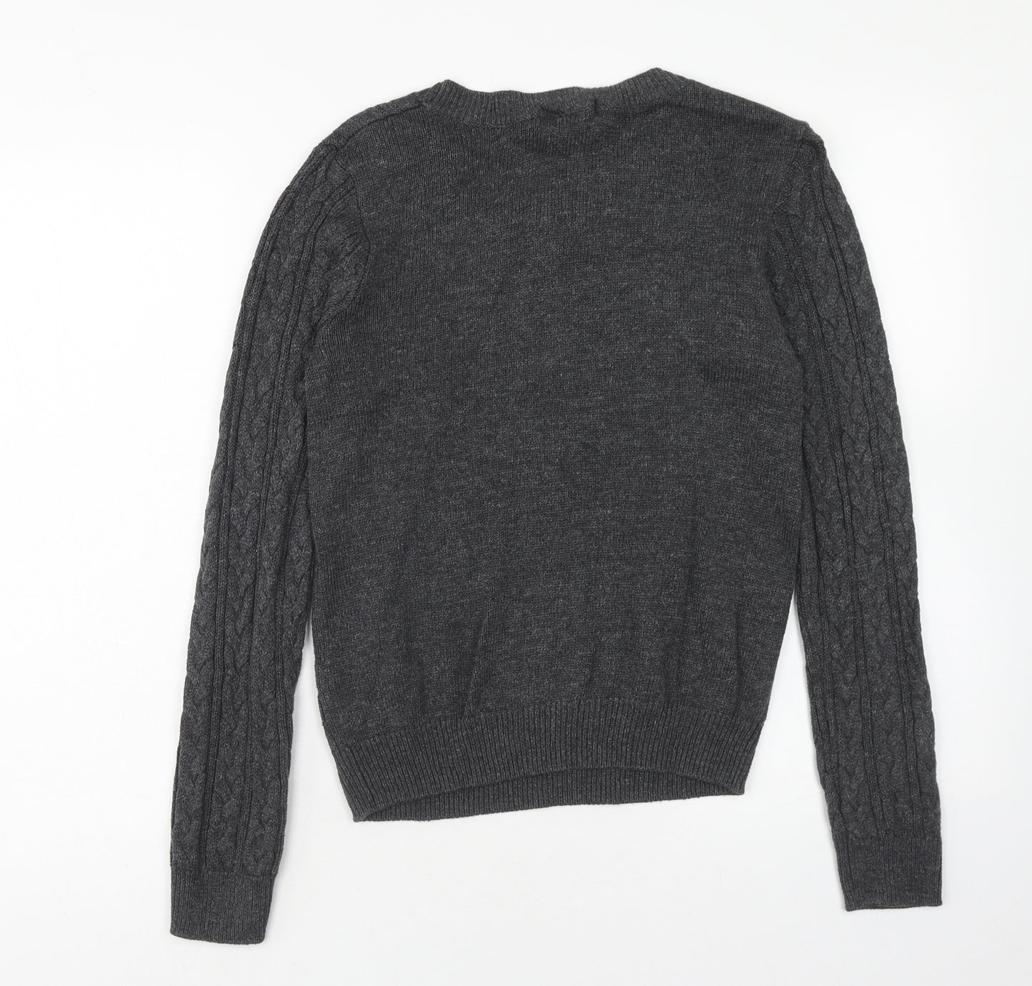 H&M Mens Grey Round Neck Acrylic Pullover Jumper Size S Long Sleeve