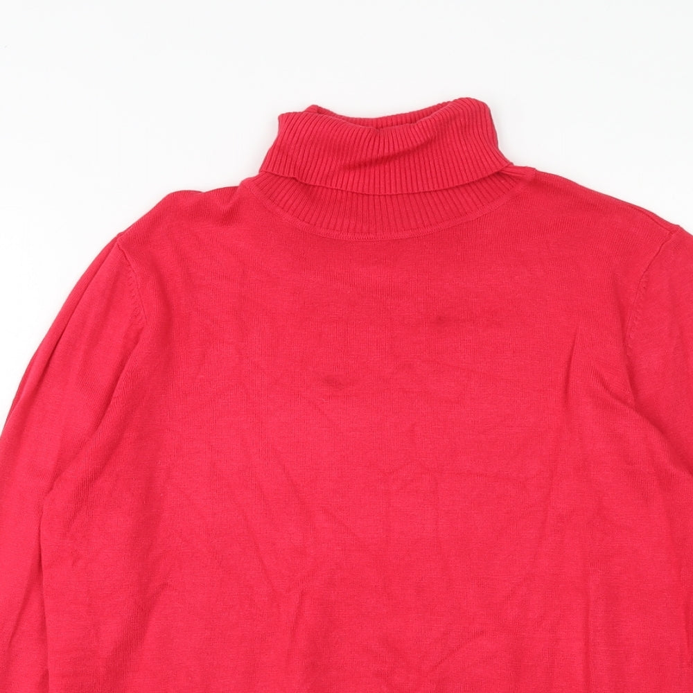 Papaya Womens Red Roll Neck Viscose Pullover Jumper Size 16