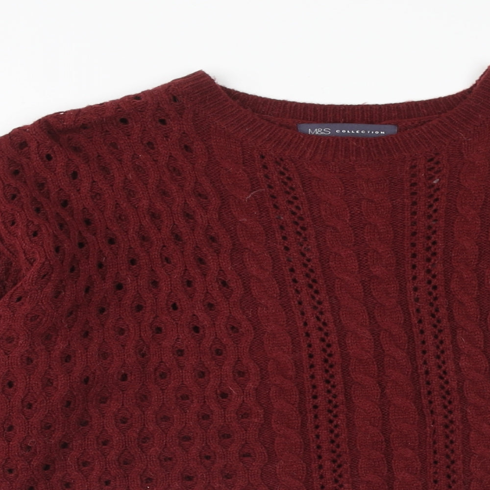Marks and Spencer Womens Purple Round Neck Acrylic Pullover Jumper Size 14