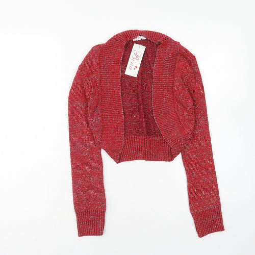 Bina Womens Red V-Neck Acrylic Cardigan Jumper Size M - Size M-L
