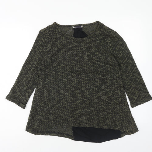 Marks and Spencer Womens Green Round Neck Cotton Pullover Jumper Size 12