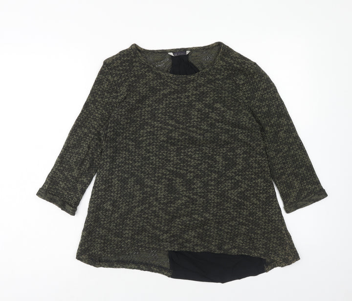 Marks and Spencer Womens Green Round Neck Cotton Pullover Jumper Size 12