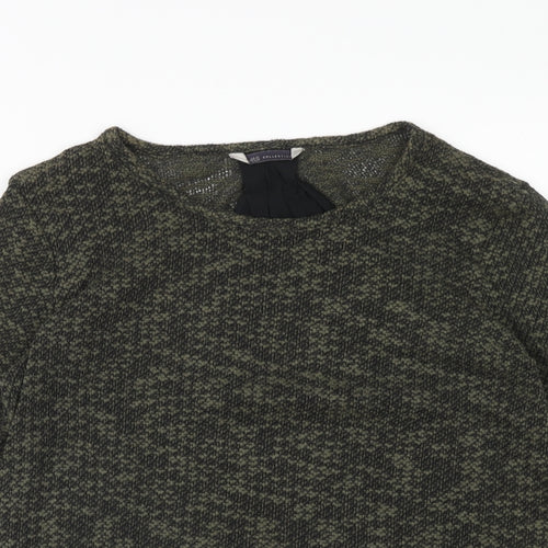 Marks and Spencer Womens Green Round Neck Cotton Pullover Jumper Size 12