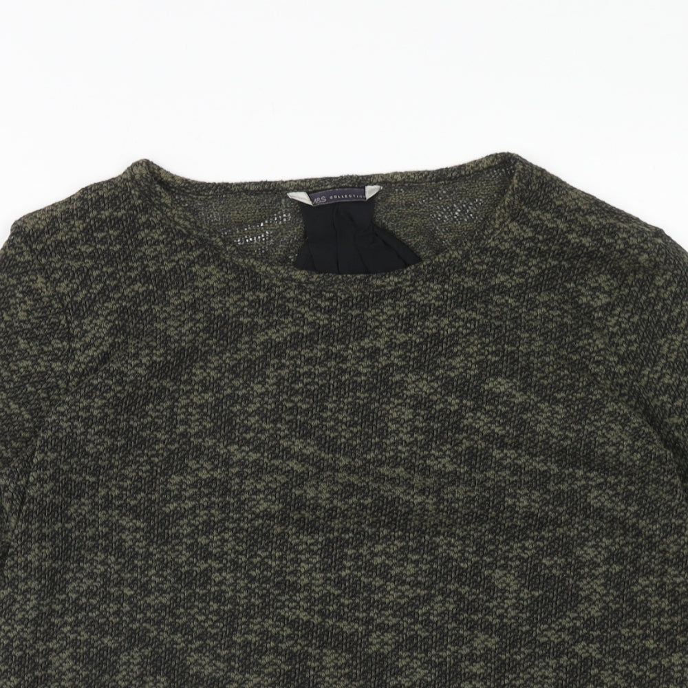 Marks and Spencer Womens Green Round Neck Cotton Pullover Jumper Size 12
