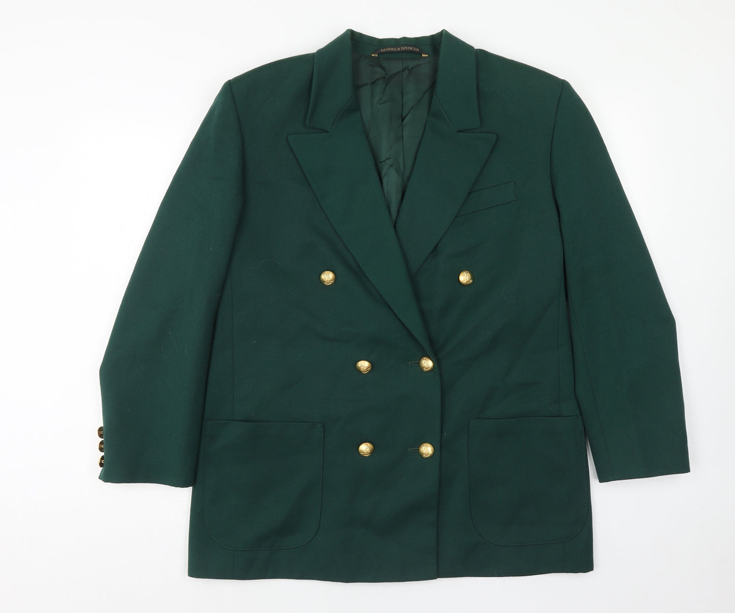 Marks and Spencer Womens Green Military Jacket Jacket Size 16 Button