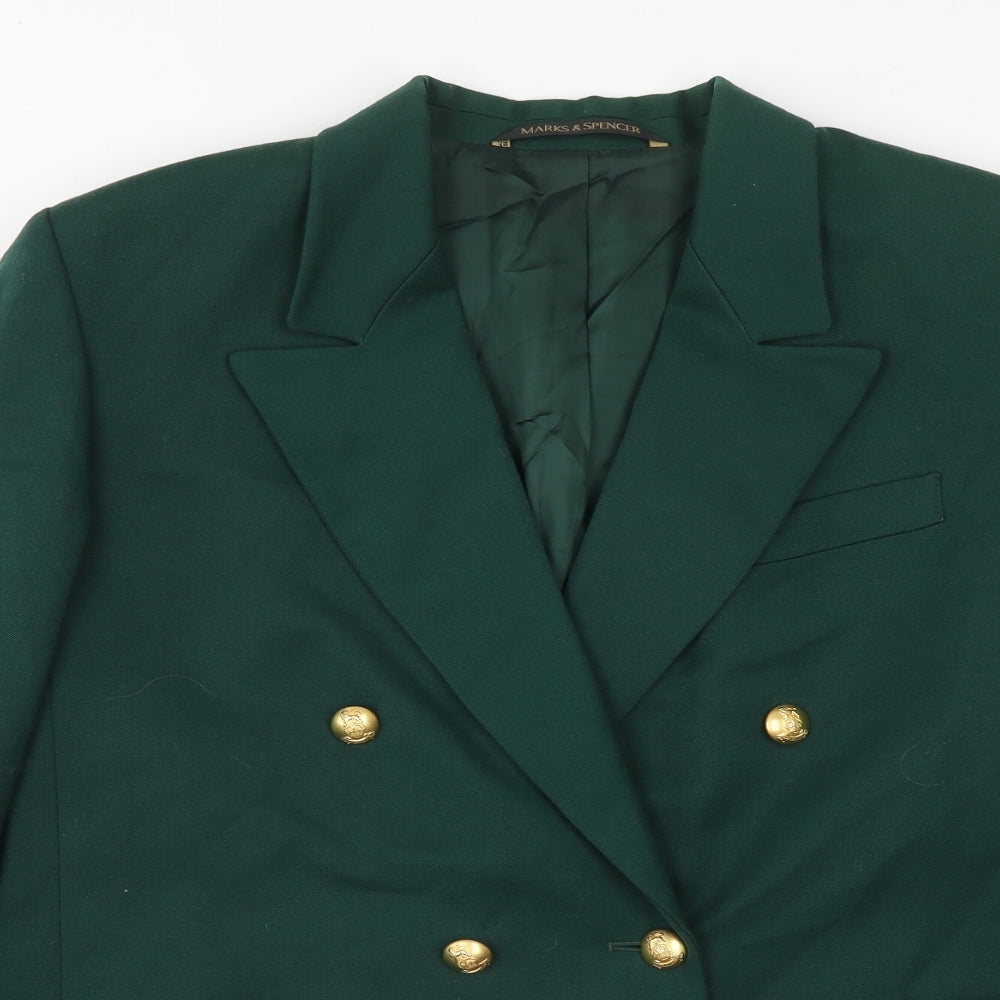 Marks and Spencer Womens Green Military Jacket Jacket Size 16 Button