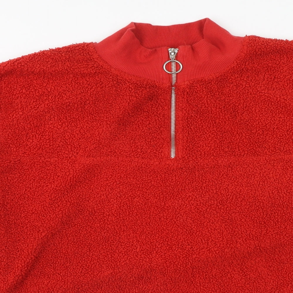 New Look Womens Red Polyester Pullover Sweatshirt Size 18 Zip