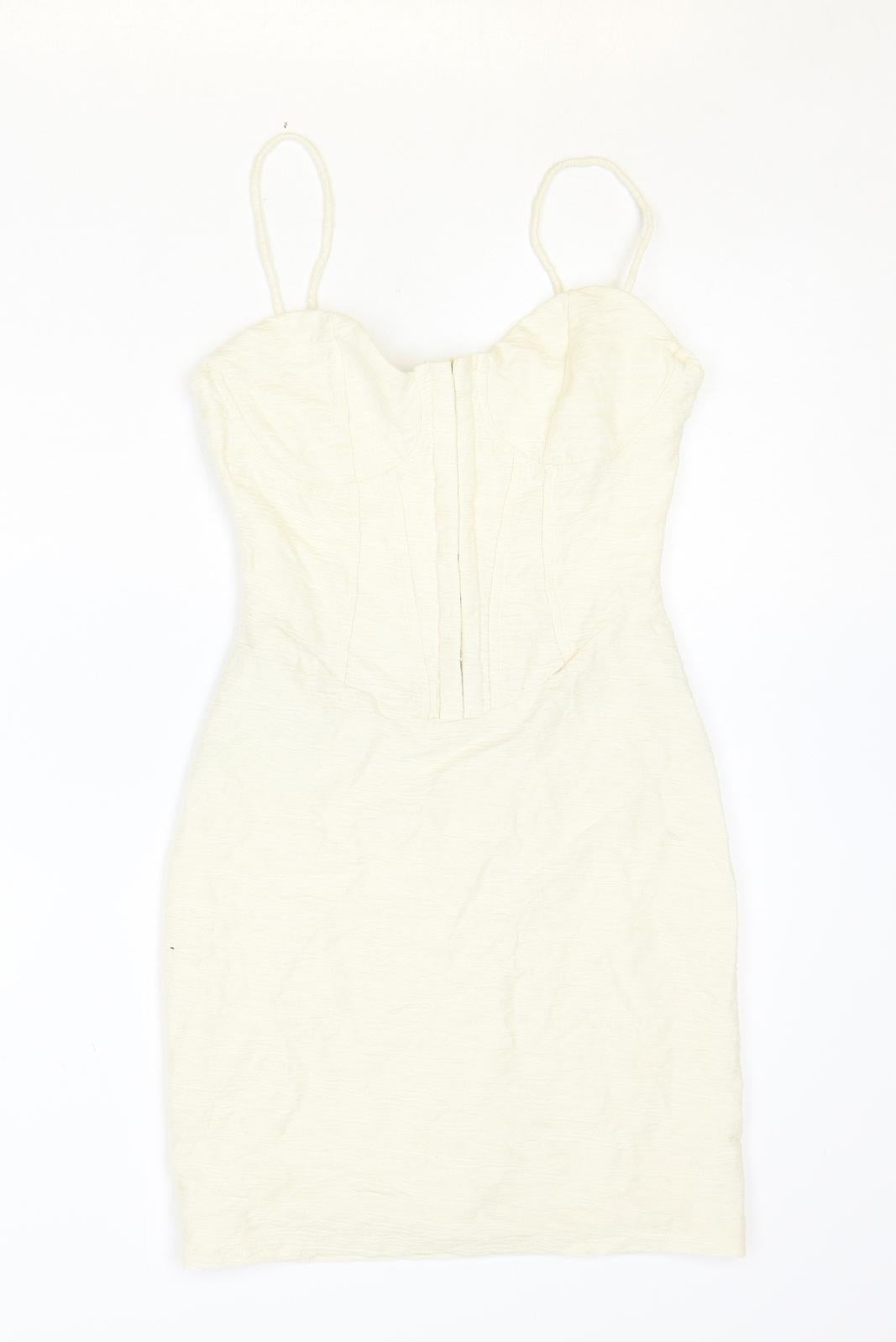 Berksha Womens Ivory Polyester Mini Size S Sweetheart Hook & Eye