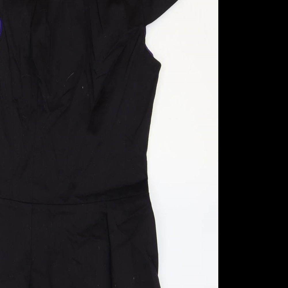 Wallis Womens Black Cotton Pencil Dress Size 10 Scoop Neck Zip
