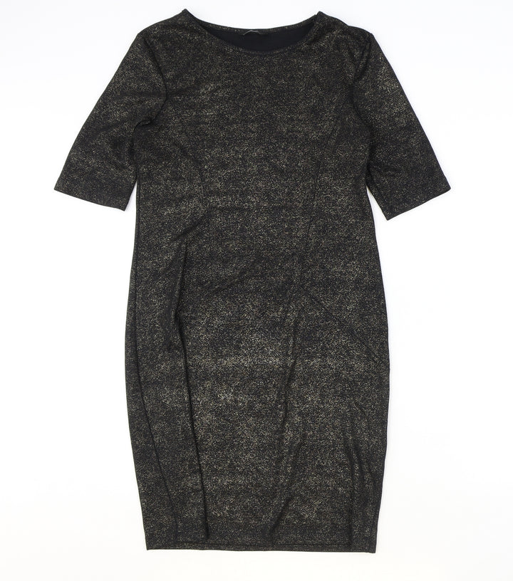 George Womens Black Polyester Shift Size 12 Round Neck Pullover