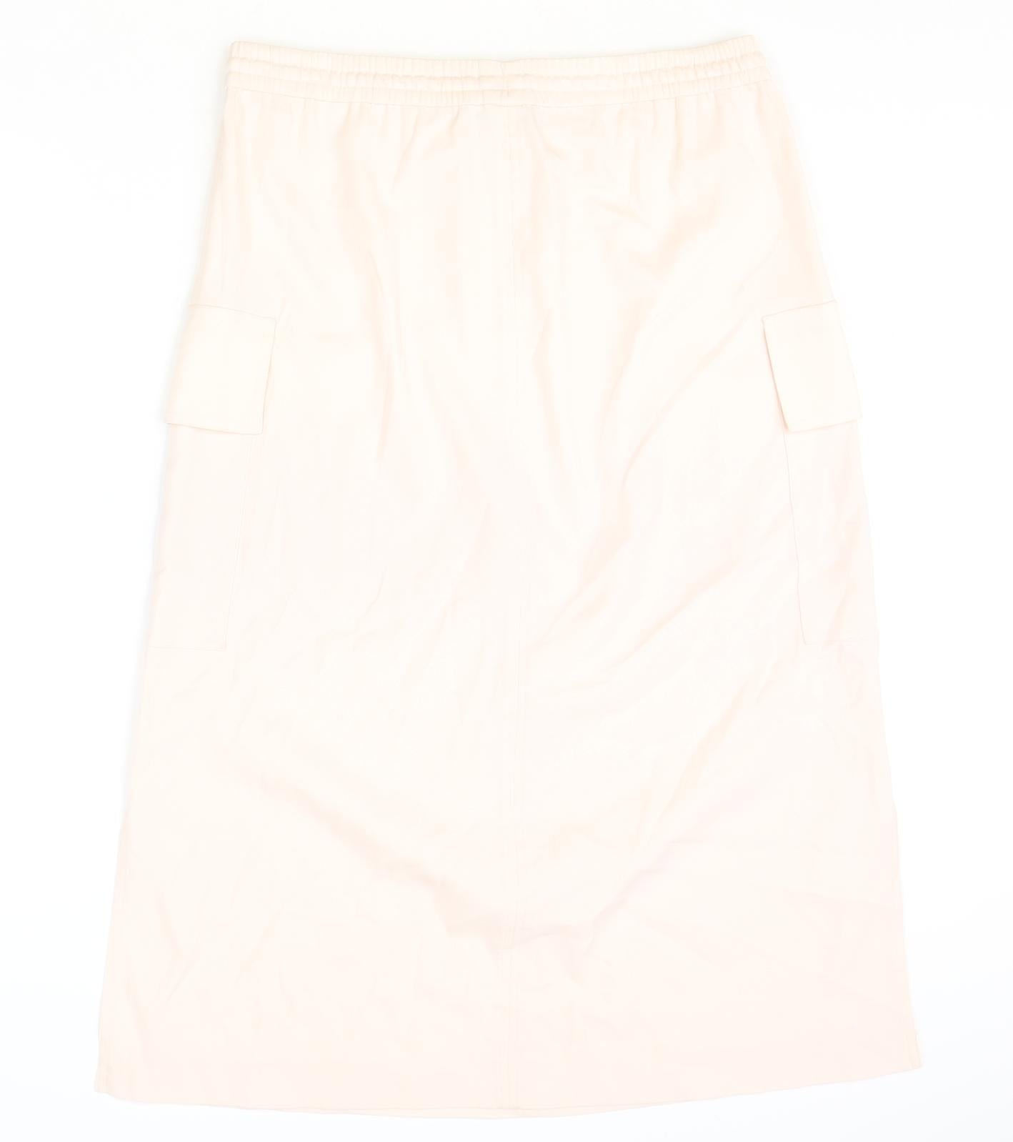 Marks and Spencer Womens Pink Polyester Straight & Pencil Skirt Size 14 Drawstring