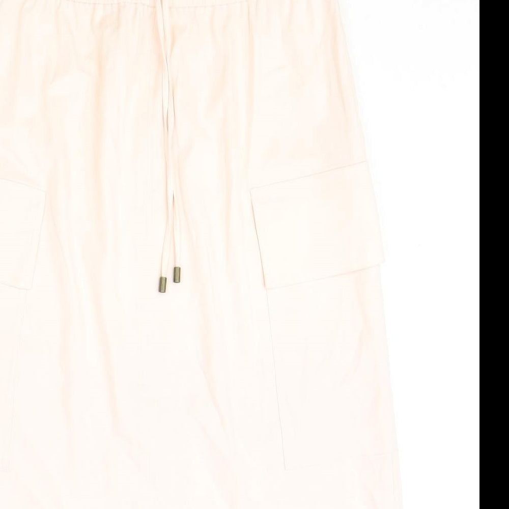 Marks and Spencer Womens Pink Polyester Straight & Pencil Skirt Size 14 Drawstring
