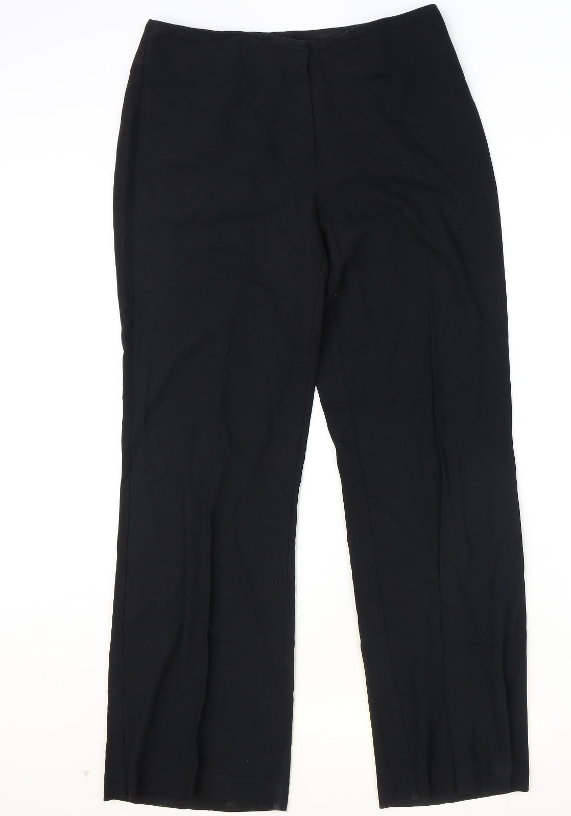 Marks and Spencer Womens Black Polyester Trousers Size 12 Regular Zip