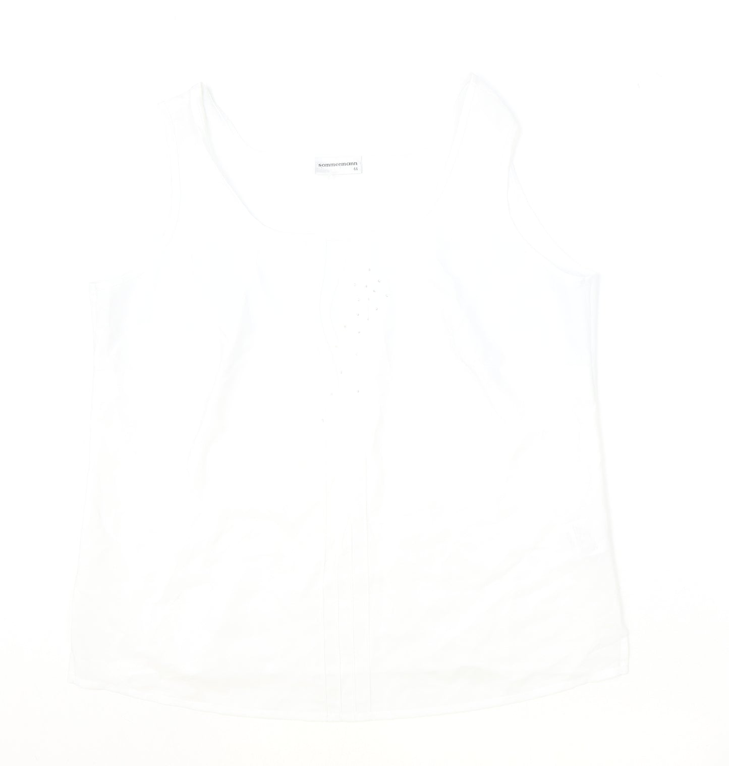 Sommermann Womens Ivory Polyester Basic Tank Size 16 Round Neck