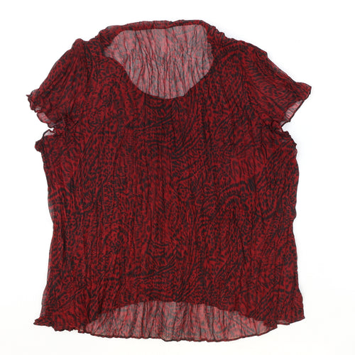 Marks and Spencer Womens Red Geometric Polyester Basic Blouse Size 22 Round Neck