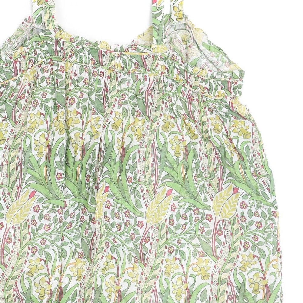 NEXT Womens Green Geometric 100% Cotton Basic Tank Size 16 Square Neck