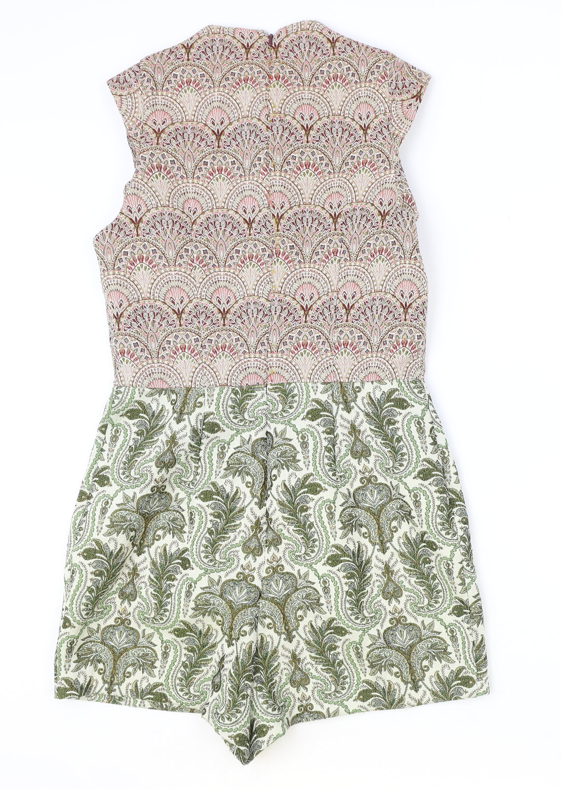 Topshop Womens Multicoloured Geometric Polyester Playsuit One-Piece Size 10 Zip - Cut Out
