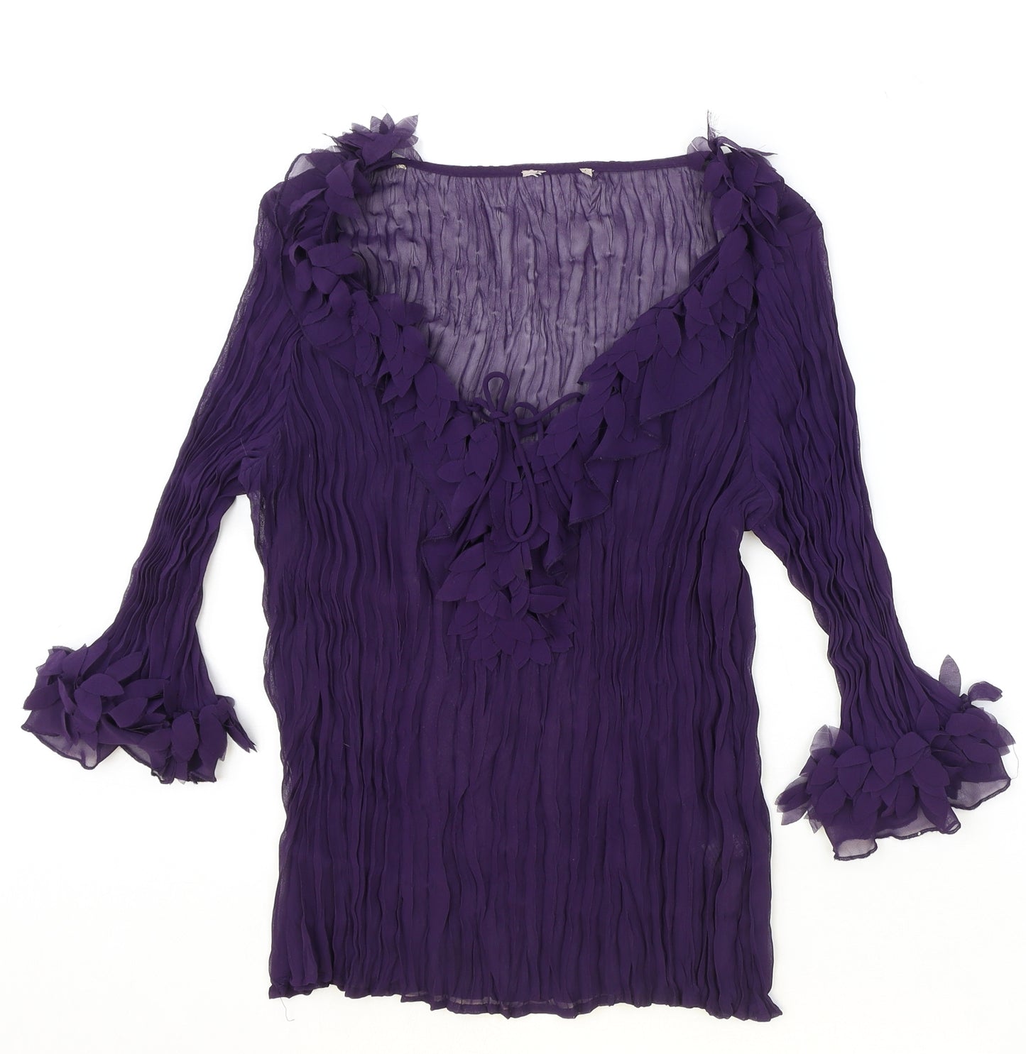 Soon Womens Purple Polyester Basic Blouse Size 14 V-Neck