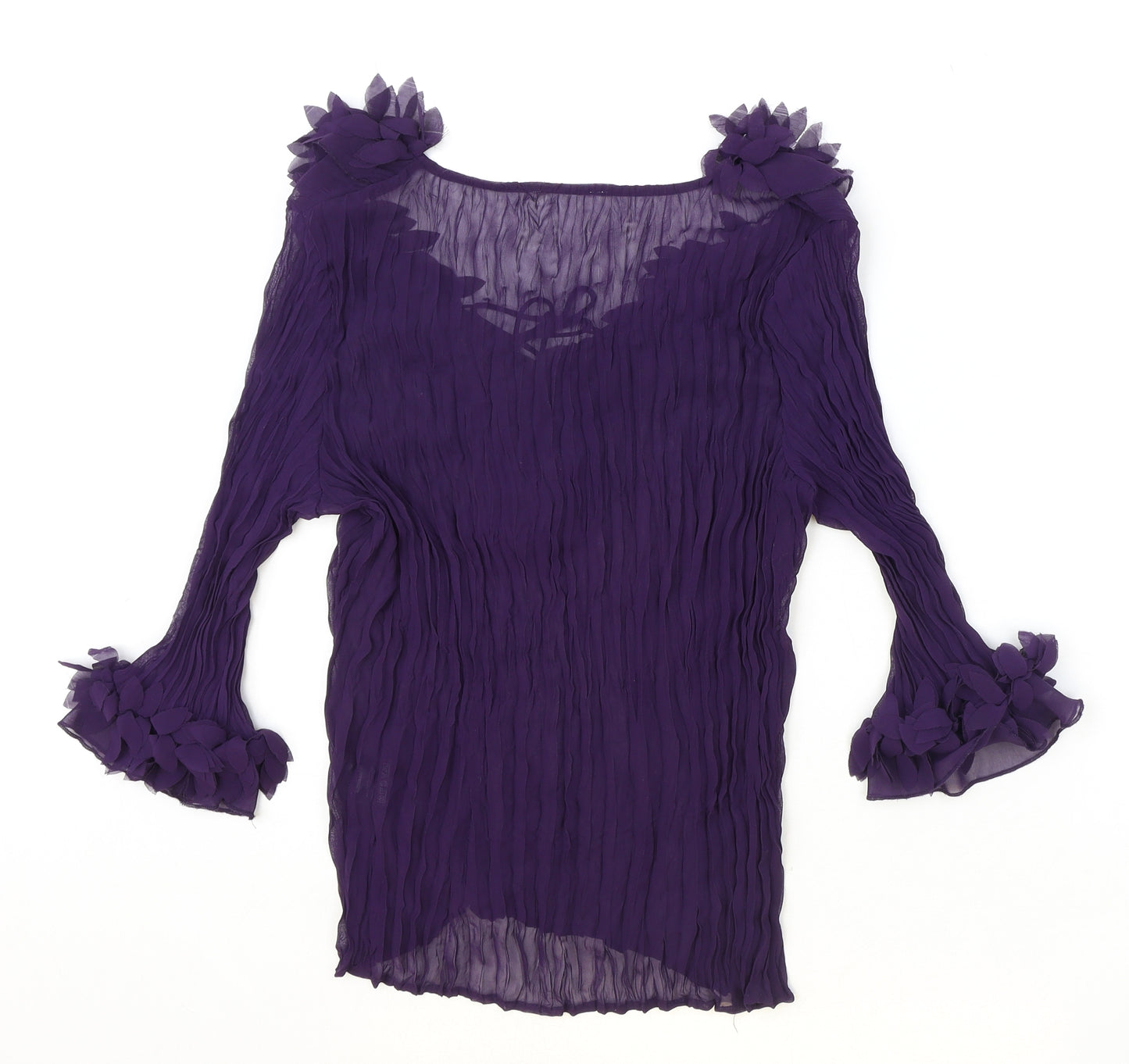 Soon Womens Purple Polyester Basic Blouse Size 14 V-Neck