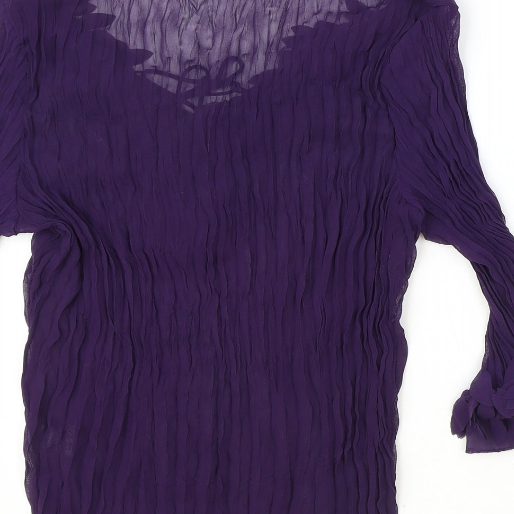 Soon Womens Purple Polyester Basic Blouse Size 14 V-Neck
