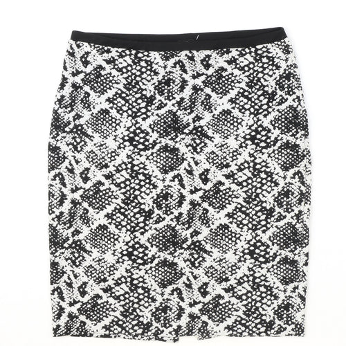 H&M Womens Black Animal Print Polyester Straight & Pencil Skirt Size S - Snakeskin Pattern