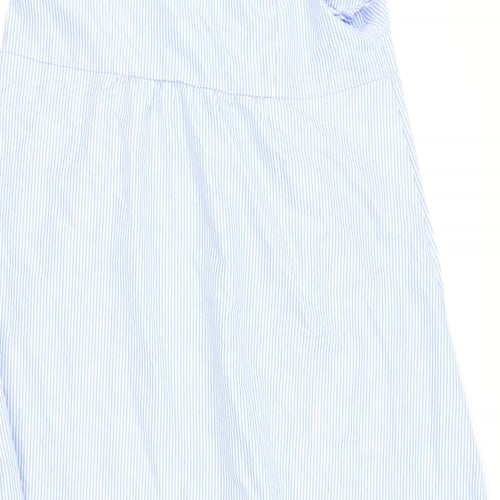 Preworn Womens Blue Striped Polyester A-Line Size XL V-Neck Pullover - Drop hem