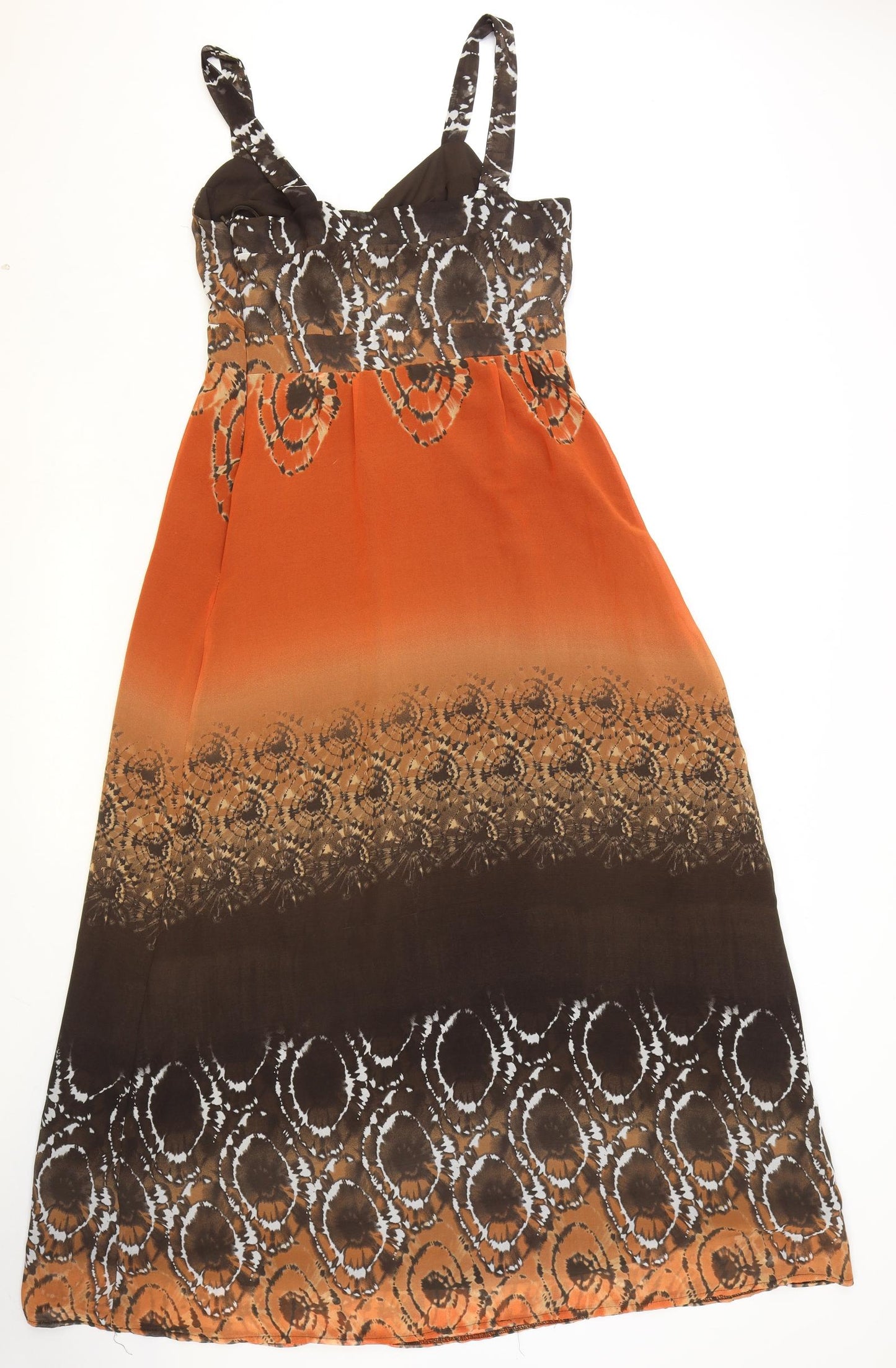 RJR.John Rocha Womens Orange Geometric Polyester Fit & Flare Size 12 V-Neck Zip