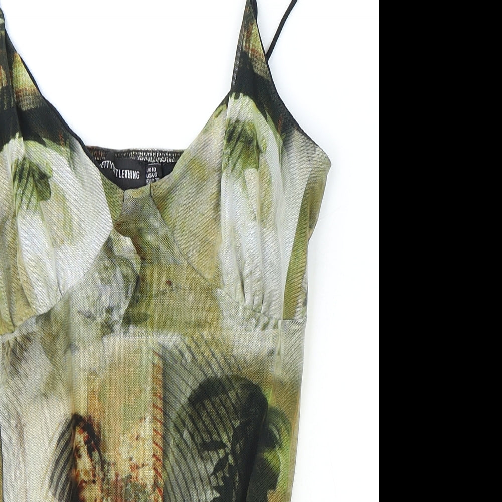 PRETTYLITTLETHING Womens Multicoloured Polyester Bodysuit One-Piece Size 10 Snap