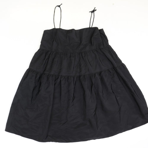 Divided Womens Black Polyester Trapeze & Swing Size 12 Square Neck Zip - Drop hem