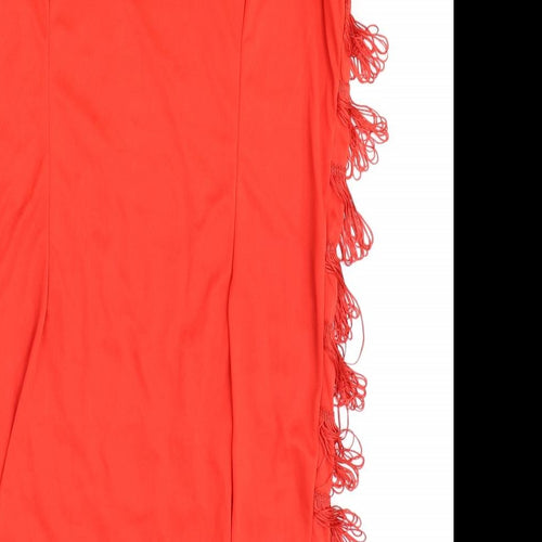 Preworn Womens Red Polyester A-Line Size L Round Neck Pullover