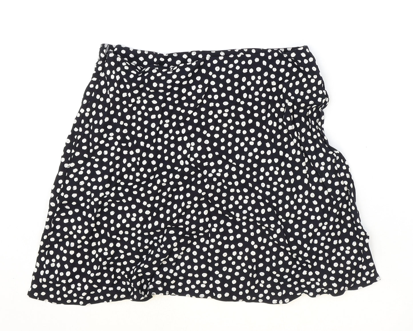 Primark Womens Black Geometric Viscose Skater Skirt Size 10 Zip