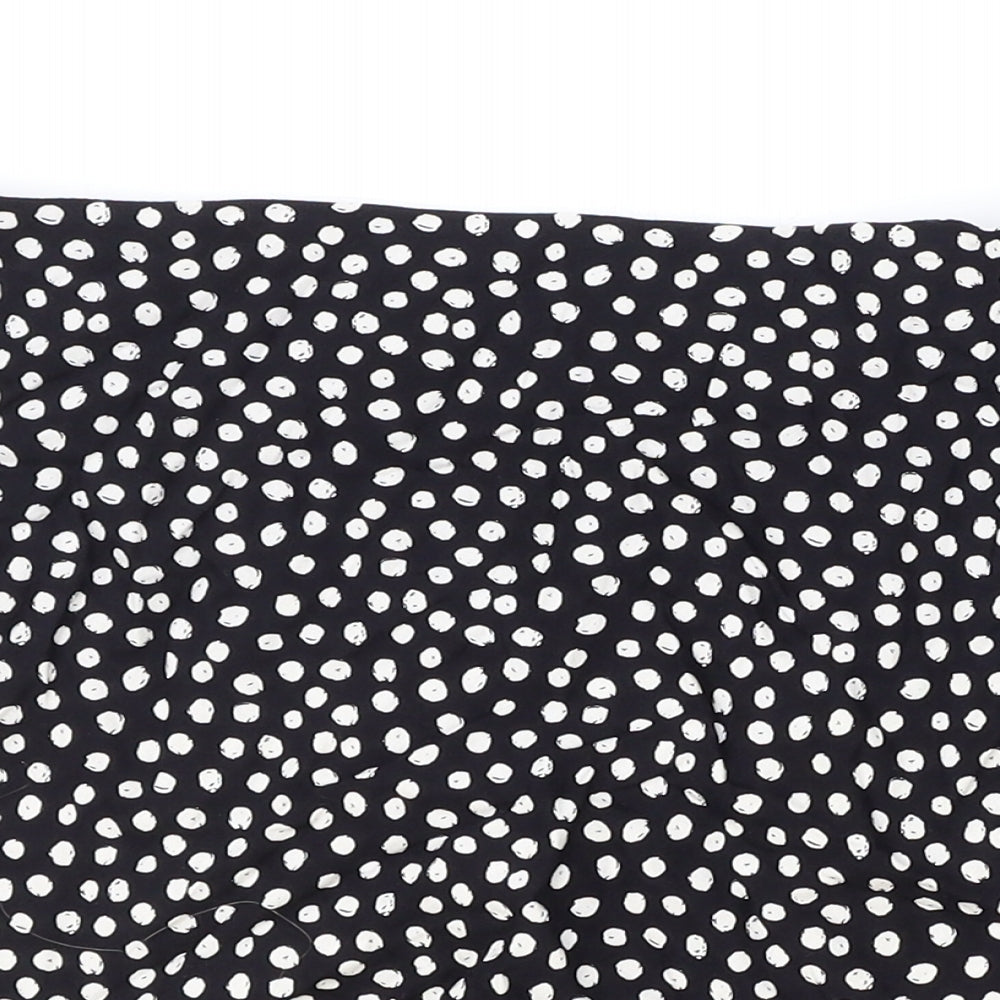 Primark Womens Black Geometric Viscose Skater Skirt Size 10 Zip