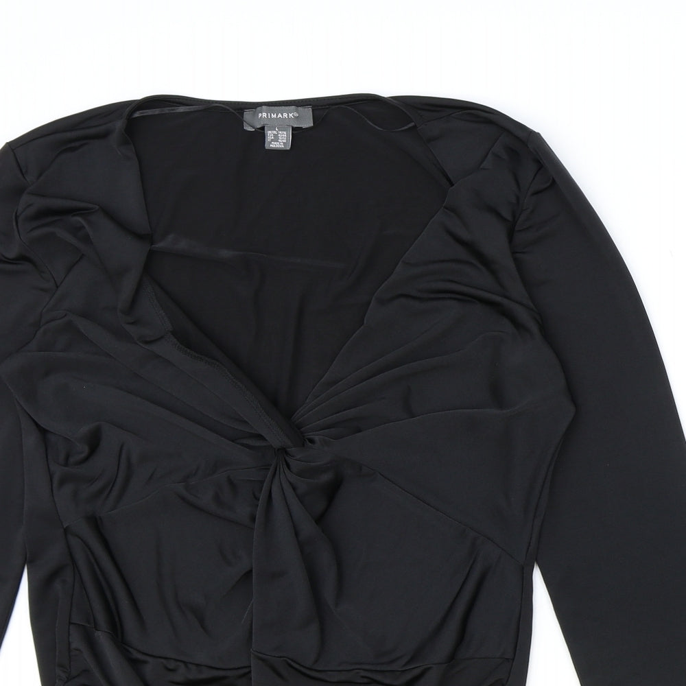 Primark Womens Black Polyester Bodysuit One-Piece Size L Snap