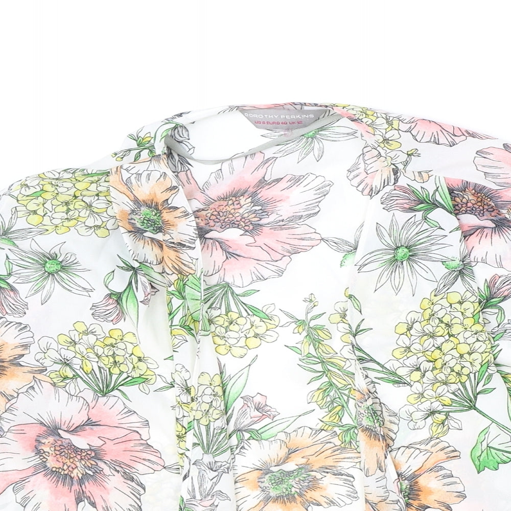 Dorothy Perkins Womens Ivory Geometric Polyester Kimono Blouse Size 12 V-Neck