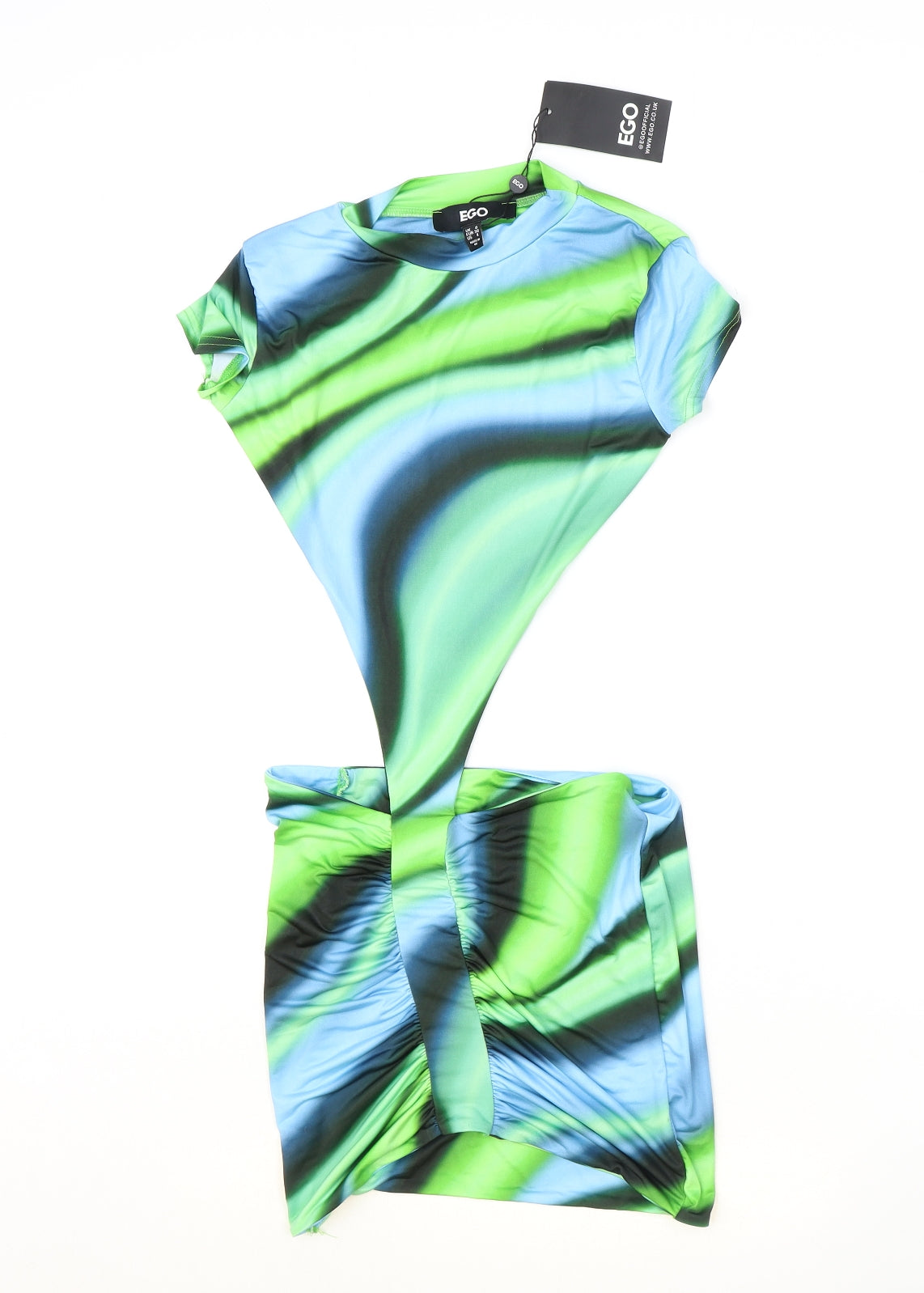Ego Womens Multicoloured Geometric Polyester Mini Size 6 Round Neck Pullover - Cut Out Back Detail