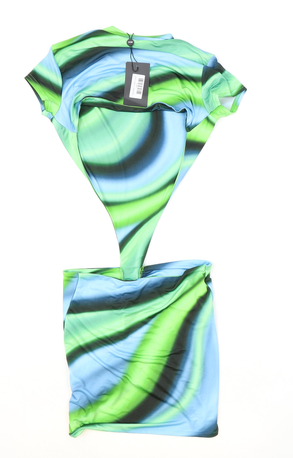 Ego Womens Multicoloured Geometric Polyester Mini Size 6 Round Neck Pullover - Cut Out Back Detail